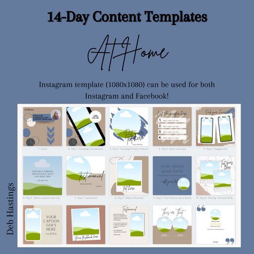 14 Day Social Media Content Templates for Instagram and Facebook - AT HOME - BLAZIN27