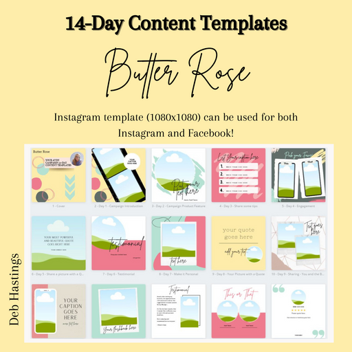 14 Day Social Media Content Templates for Instagram and Facebook - BUTTER ROSE - BLAZIN27