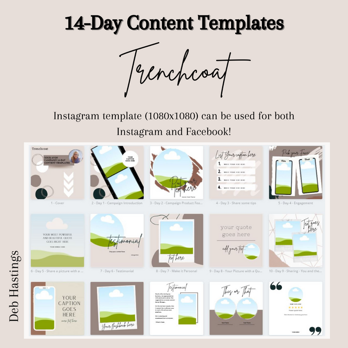 14 Day Social Media Content Templates for Instagram and Facebook - TRENCHCOAT - BLAZIN27