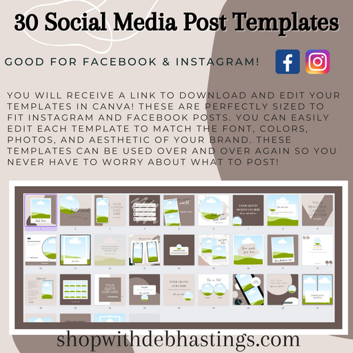 30 Days Social Media Content Templates for Instagram and Facebook for 2022 - SHOP WITH DEB HASTINGS